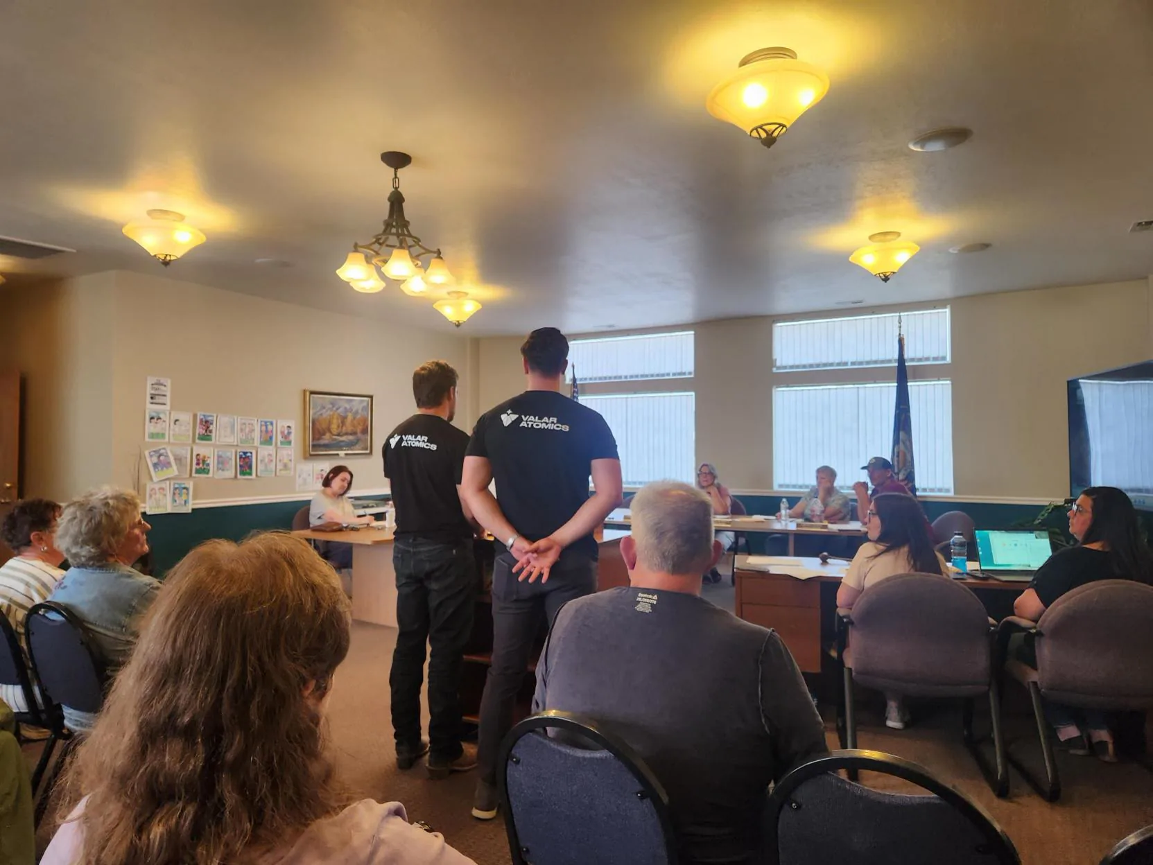 Valar Atomics team presenting at a community meeting